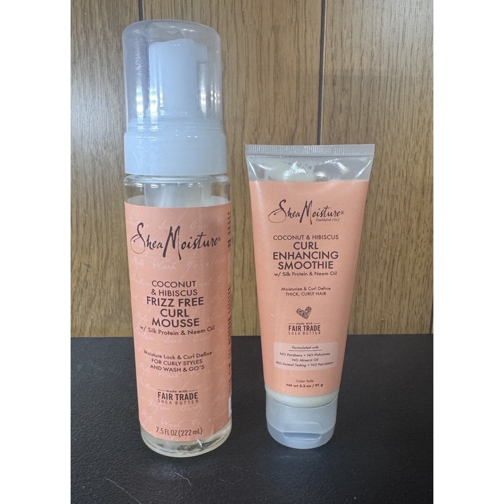 Shea Moisture Coconut & Hibiscus Frizz Free Curl Mousse+Curl Enhancing Smoothie